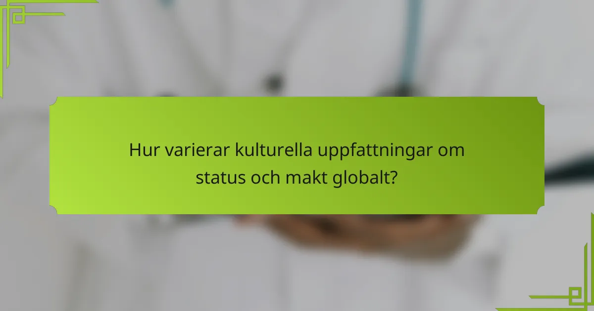 Hur varierar kulturella uppfattningar om status och makt globalt?