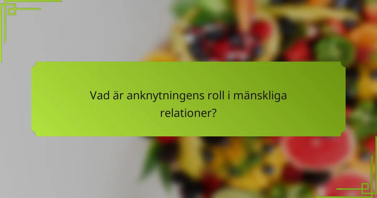 Vad är anknytningens roll i mänskliga relationer?