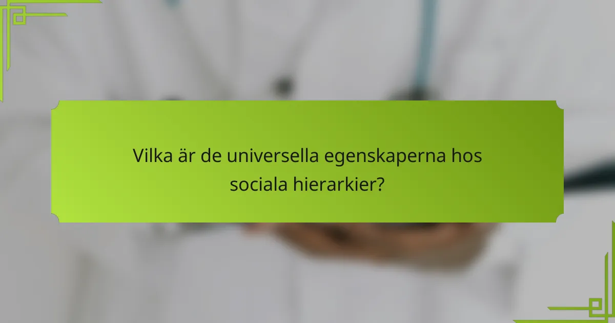 Vilka är de universella egenskaperna hos sociala hierarkier?