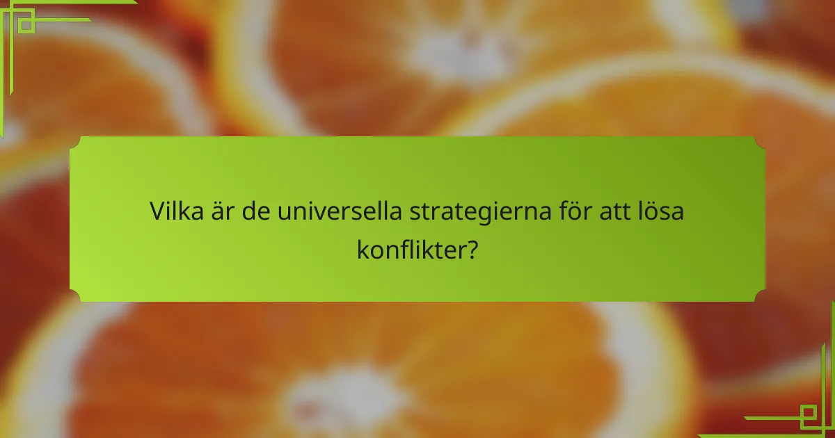 Vilka är de universella strategierna för att lösa konflikter?