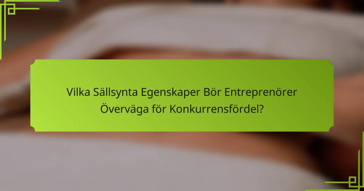 Vilka Sällsynta Egenskaper Bör Entreprenörer Överväga för Konkurrensfördel?